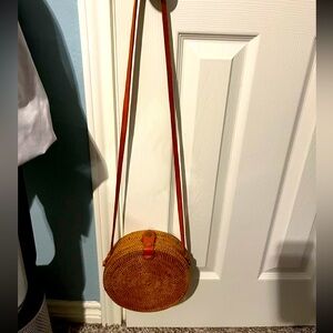 Round Rattan Crossbody